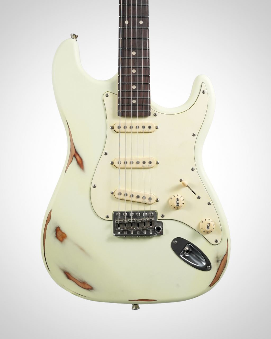 Nameless S-Class Limited Relic 330R - Rosewood Fingerboard - Bone White Over Solarburst