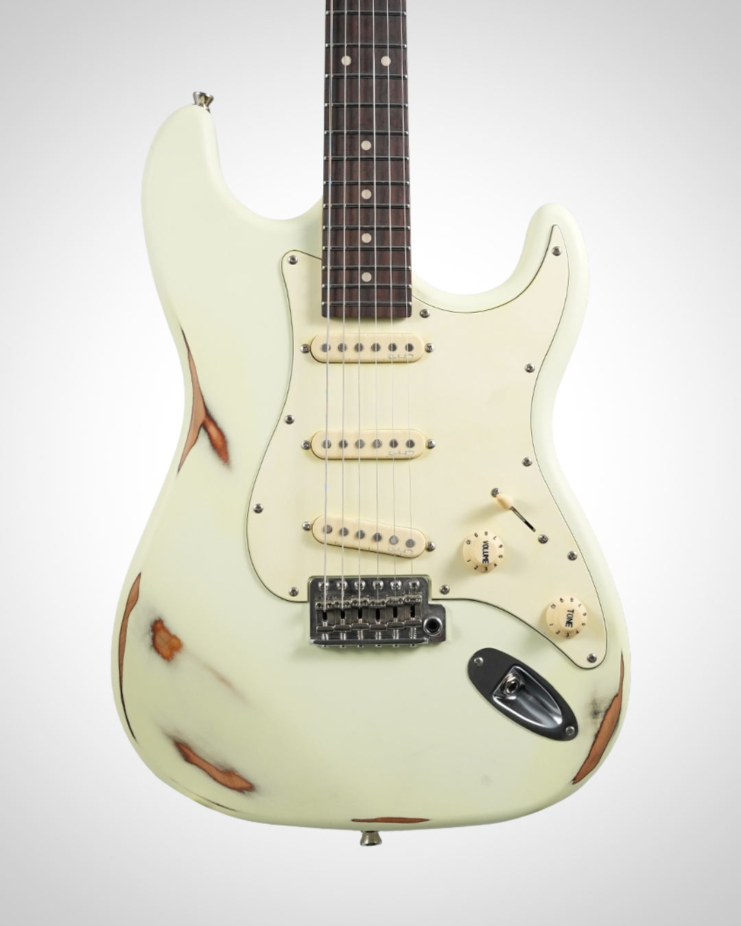 Nameless S-Class Limited Relic 330R - Rosewood Fingerboard - Bone White Over Solarburst