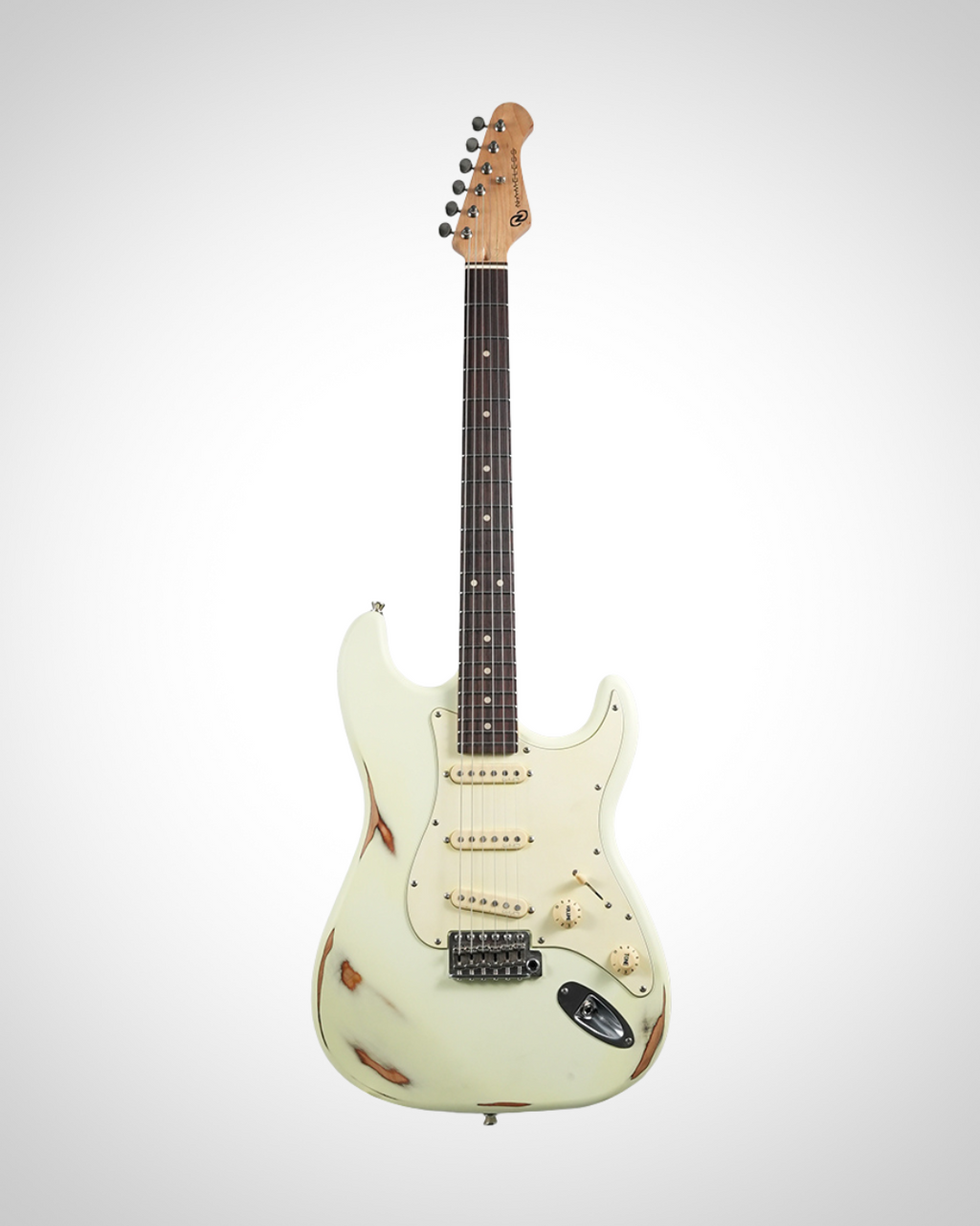 Nameless S-Class Limited Relic 330R - Rosewood Fingerboard - Bone White Over Solarburst